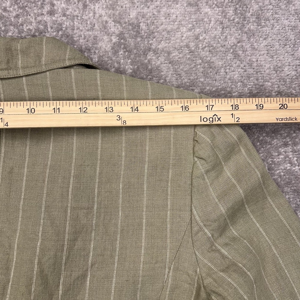 STYLE & CO Womens Size 12 Striped 100% Linen Blazer Patch Pockets Sage Green Y2K - Picture 10 of 14